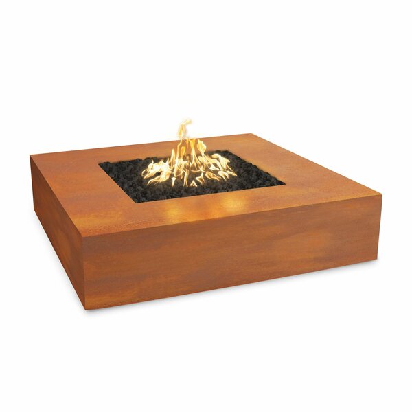 The Outdoor Plus 36 Square Quad Fire Pit - Corten Steel - Low Voltage Electronic Ignition - Natural Gas OPT-QDCS36E12V-NG